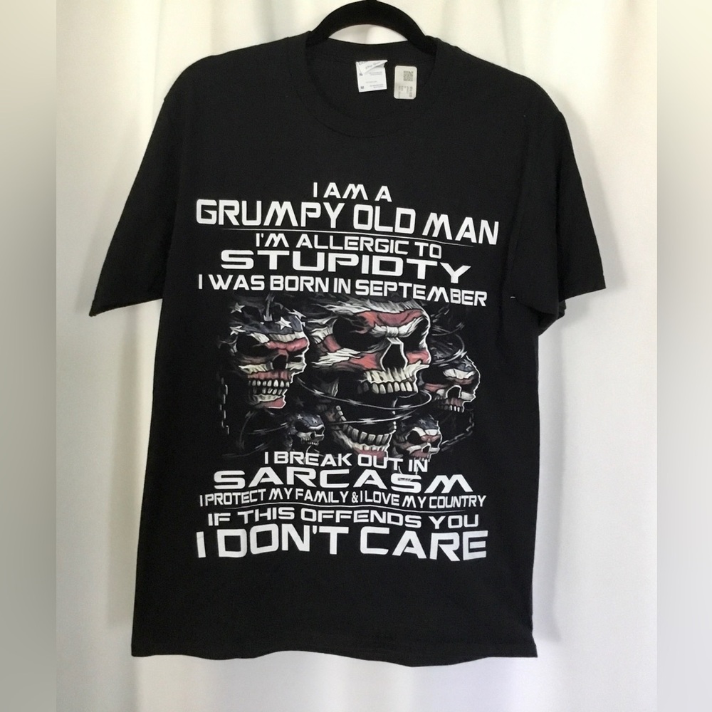 “Born in September” Black Graphic T-Shirt with Skulls and Bold Text